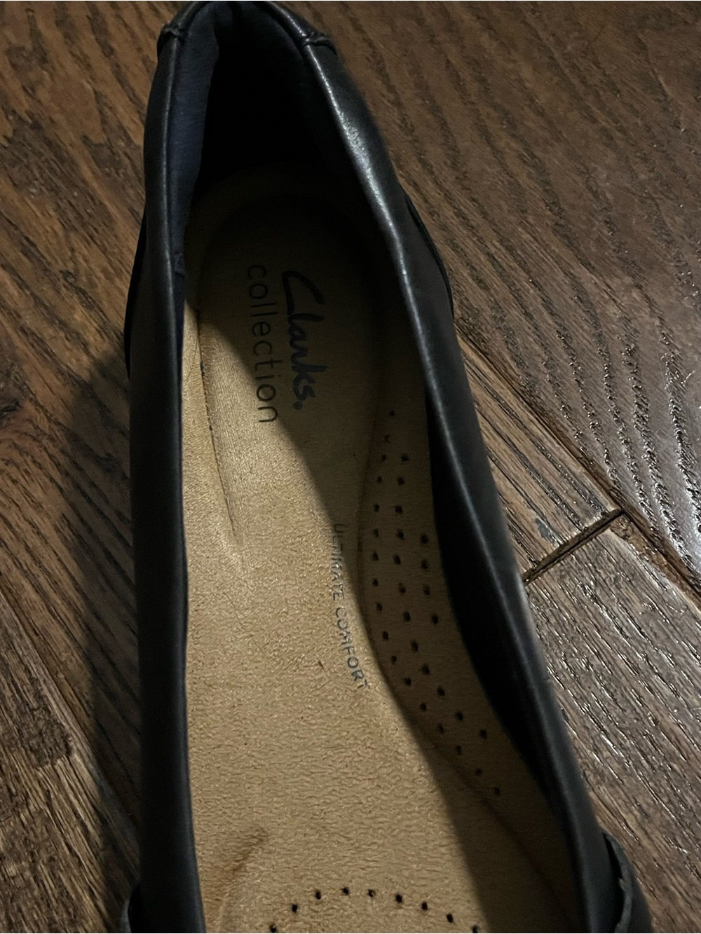Clarks Black and Blue Leather Woven Toe Flats - Picture 2 of 6